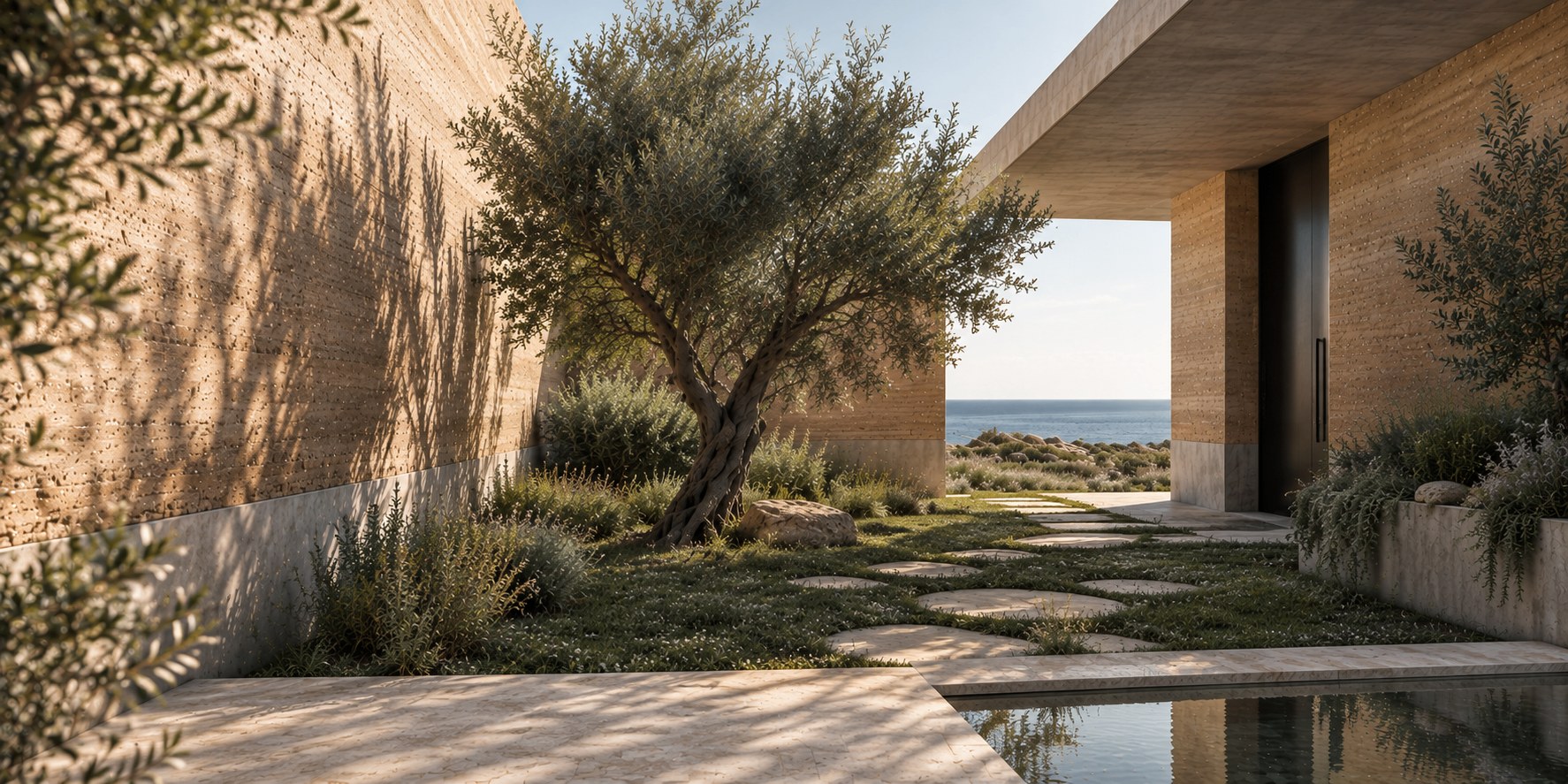 Villa moderne en pisé et matériaux naturels